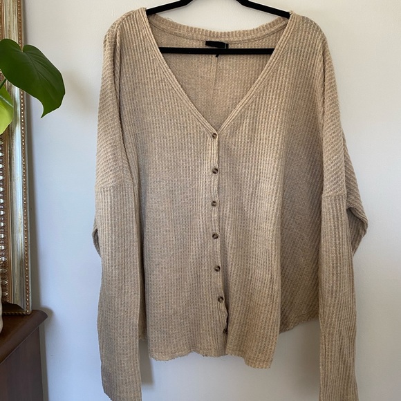 urban outfitters out from under thermal button up long sleeve top, size XL - Picture 1 of 3